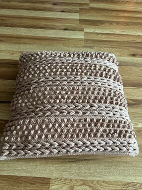 Mina Victory Chunky Knit Square Pillow - Blush Pink NWT